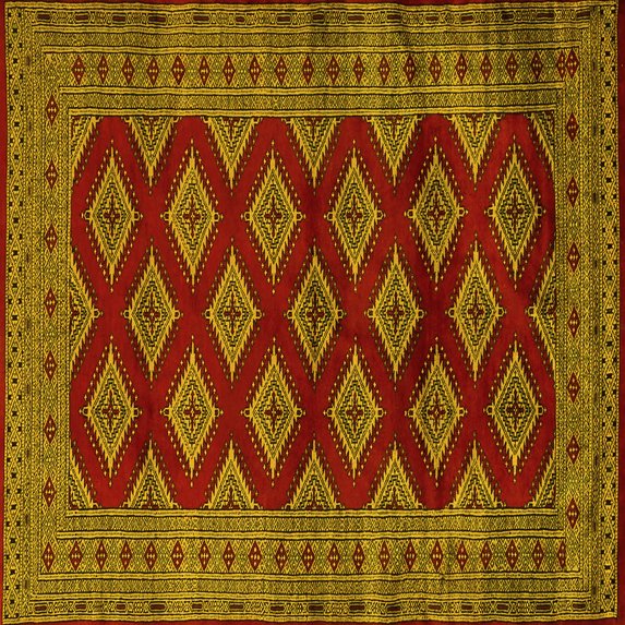 Ahgly Company Machine Washable Indoor Square Persian Yellow Traditional Area Rugs, 4' Square