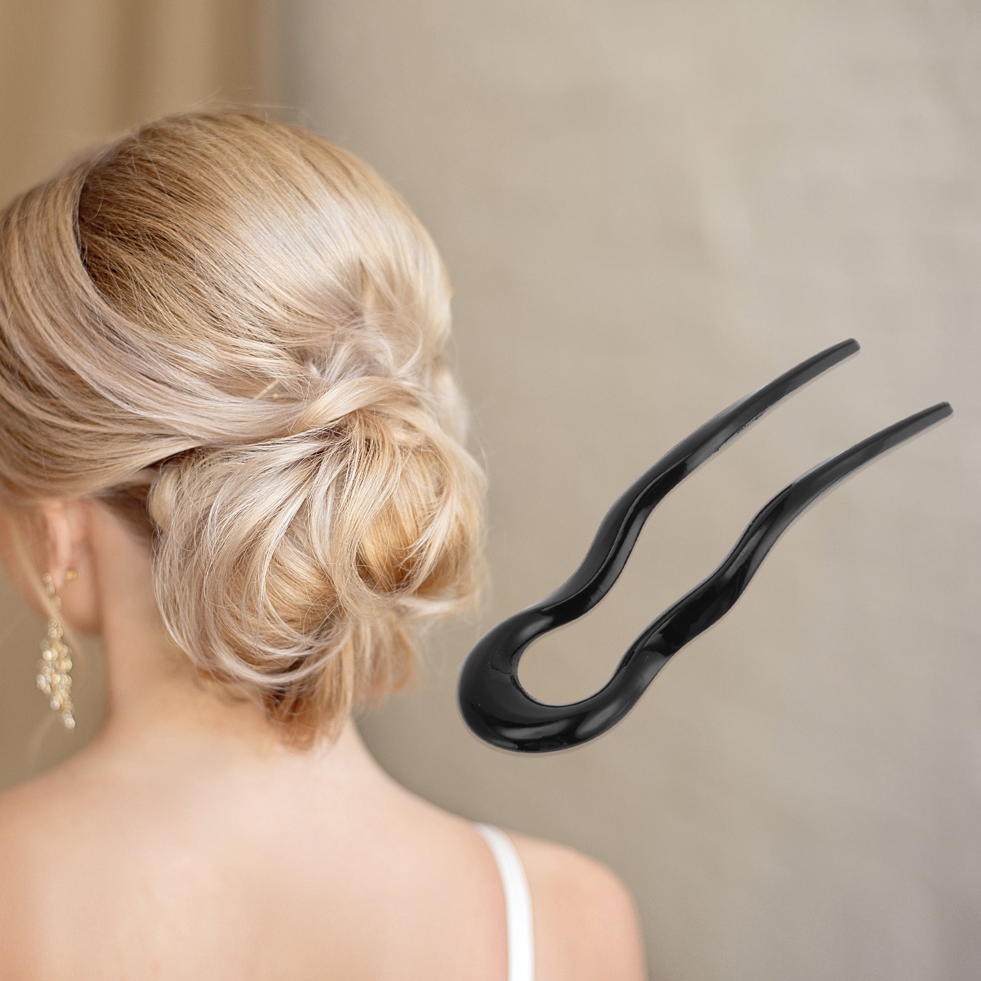Unique Bargains Wave U-shaped Chignon Pin for Women 1 Pc Black