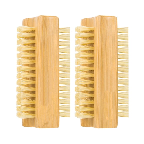 Emlimny Bamboo Nail Brush,Nail Brush Set of 2, Two-side Firm Nature Wooden Sisal Scrub Brush for Toes and Nails,Cleaning Nail Brush