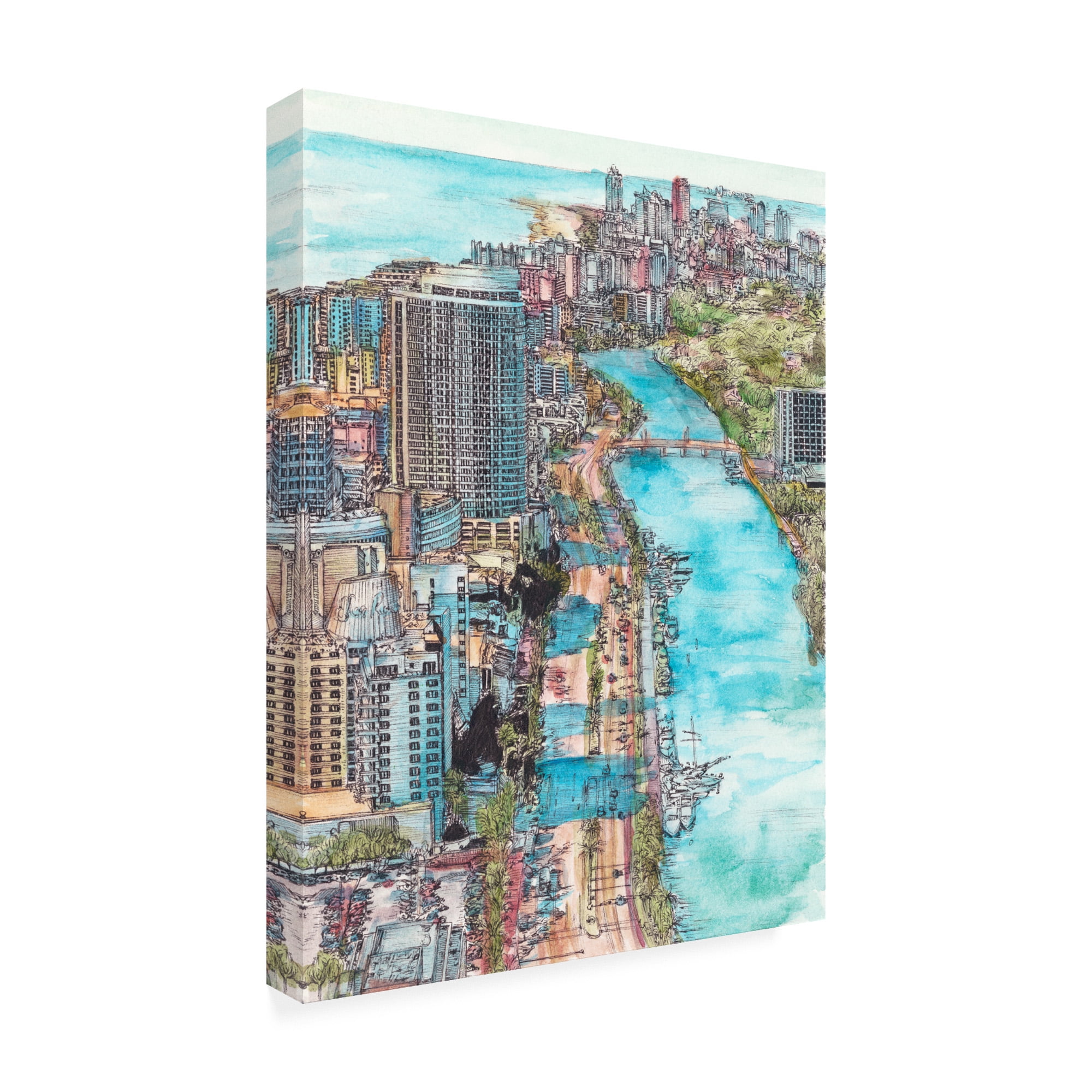 Trademark Fine Art 'US Cityscape Miami' Canvas Art by Melissa Wang