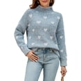 thumbnail image 2 of Suéter de Punto Holgado con Cuello Alto y Corazón para Mujer, Larga, Ideal para Otoño e Invierno Gris Oscuro L, 2 of 10