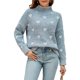 thumbnail image 2 of Suéter de Punto Holgado con Cuello Alto y Corazón para Mujer, Larga, Ideal para Otoño e Invierno Gris Oscuro L, 2 of 10