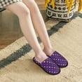 thumbnail image 6 of KLL Purple Mardi Gras Slippers for Women Men House Slip on Indoor Outdoor Bedroom Furry Fleece Lined Ladies Comfy Anti-Skid Rubber Hard Sole-Medium, 6 of 8