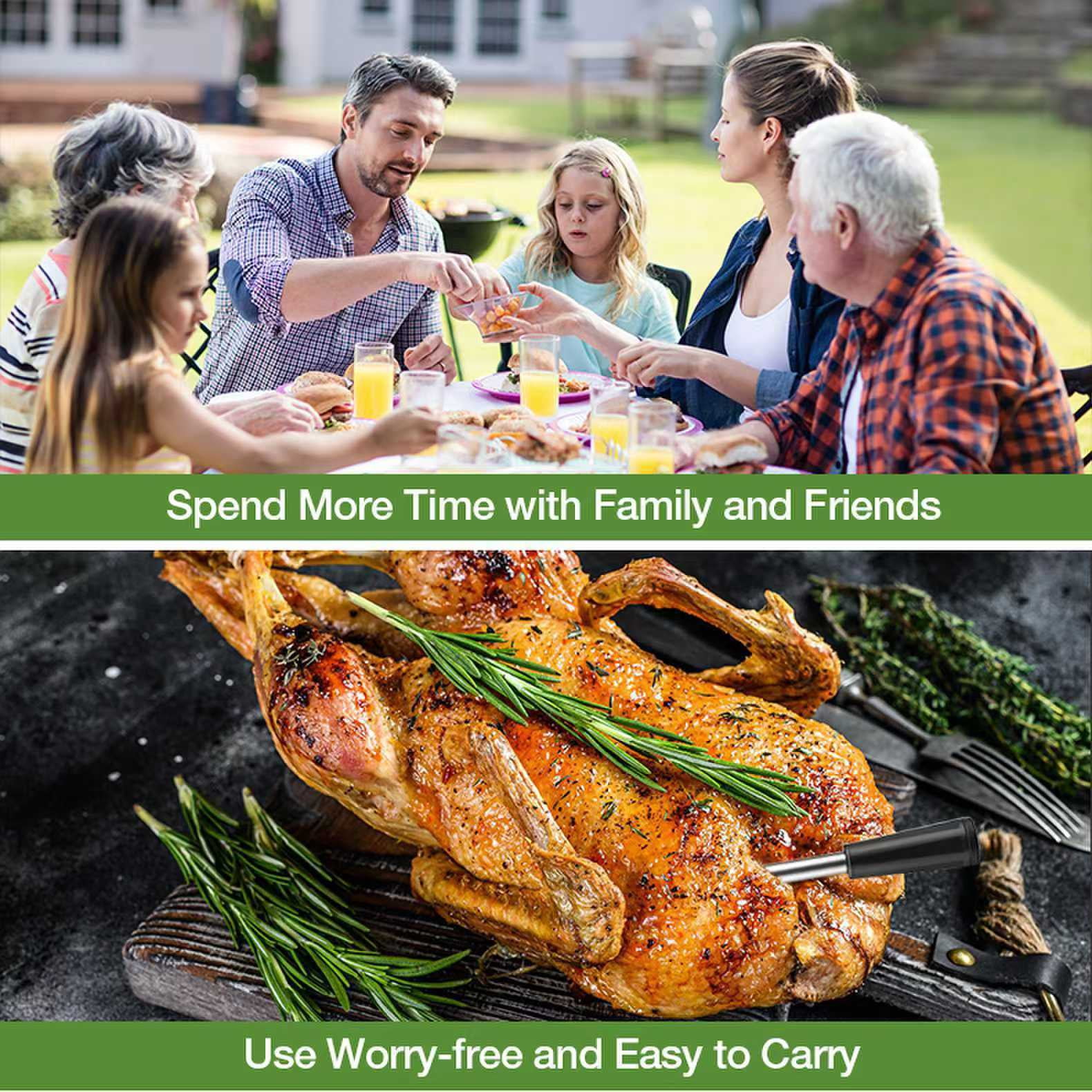 Wireless Meat Thermometer Outdoor Smart Meter Digital Waterproof Kitchen Oven Grill Food Thermometer