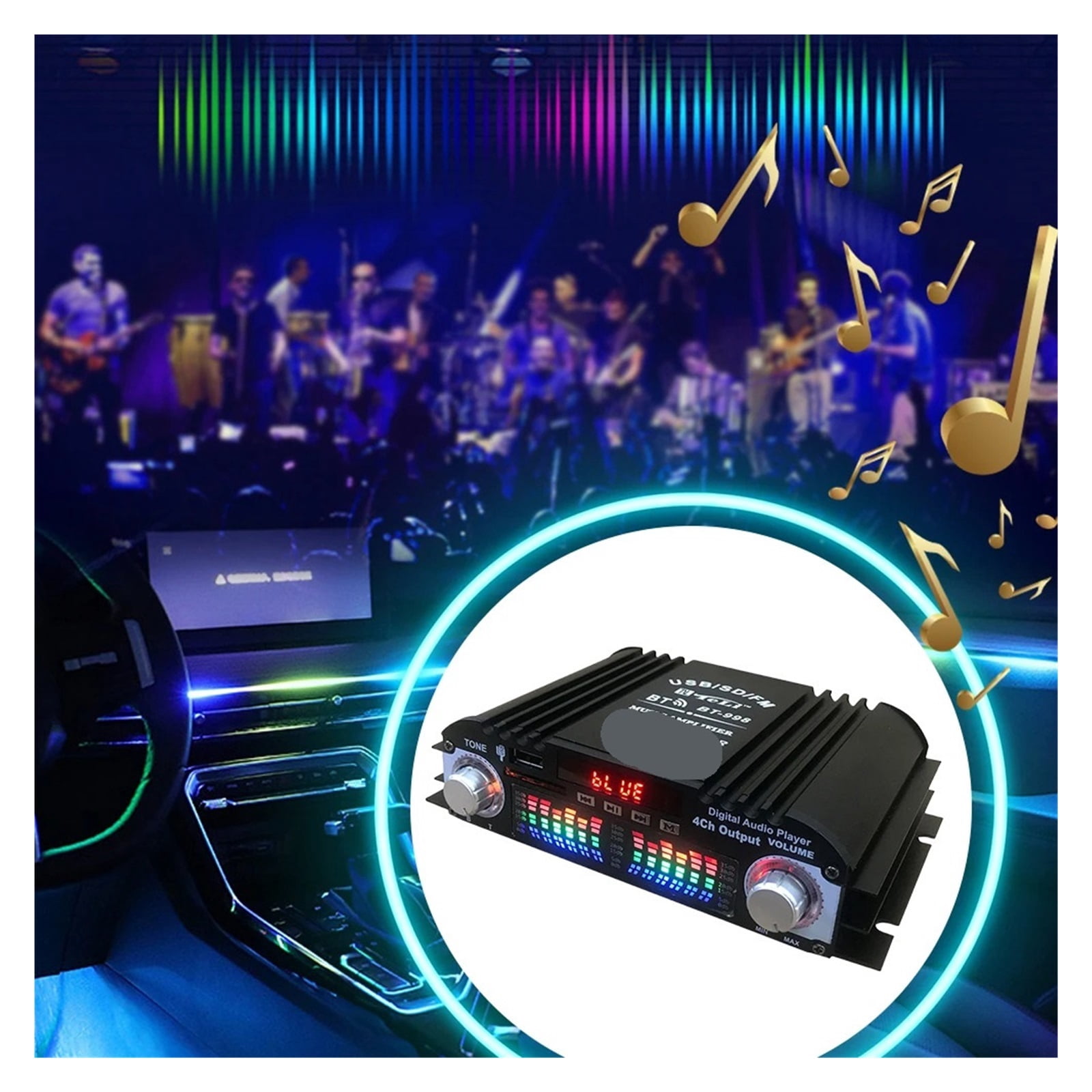 Sound Amplifier FM Radio USB Bluetooth-Compatible Digital HIFI Stereo Power Amplifier Remote Control ,Multi Modes