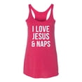thumbnail image 2 of Wild Bobby I Love Jesus & Naps Inspirational/Christian Women Tri-Blend Racerback Tank Top, Shocking Pink, X-Large, 2 of 6