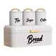 thumbnail image 1 of Caja de pan con botes de cocina y mango de madera, juego de latas de pan resistentes Blanco, 1 of 9