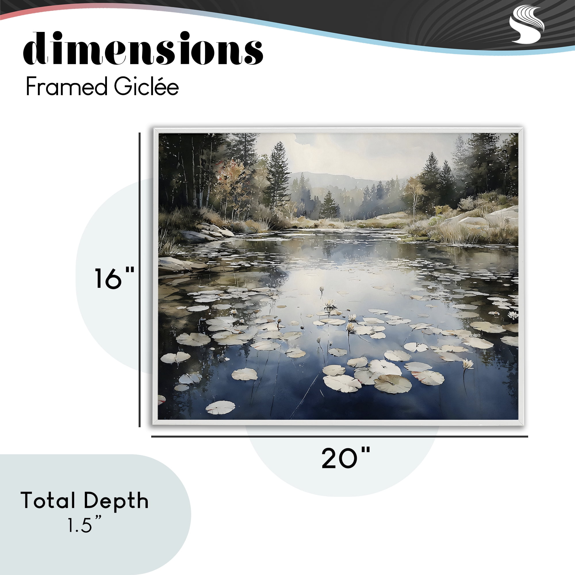 Stupell Industries Still Pond with Morning Reflections White Framed Giclee Art, design by Franklyn Gregory