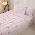 thumbnail image 3 of Manfei Pink Bowtie Zipper Queen Comforter Set with Fitted Sheet and 2 Pillowcases,Geometric Lines Art Zipper Bedding Set,Pink Reversible,4-Piece, 3 of 7