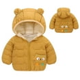 thumbnail image 2 of IROINNID Toddler Boys Girls Puffer Jacket Kids Cute Hooded Winter Thermal Jacket Windproof Zipper Print Outerwear for Kids,Yellow, 2 of 5