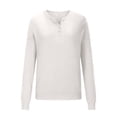 thumbnail image 4 of Only Moment White Womens Fall Sweaters Crew Neck Button Up Fall Outfits Trendy 2026 Long Sleeve Shirts Bussiness Casual Knit Pullover Sweater Tops XL, 4 of 4