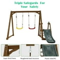 thumbnail image 5 of CIPACHO 2 in 1 Outdoor Wooden Swing Set with Slide for Kids Climbing Rope Ladder Backyard Playset, 5 of 7