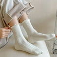 thumbnail image 2 of 3 Pairs Mid-Crew Cable Knit Socks with Ruffle Cuffs Soft Stretchy Vintage-Inspired Design, 3 PK-ivory, 2 of 6