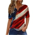 thumbnail image 2 of NTACZA Henley Womens Tops Dressy Casual American Flag Print Regular Button Short Sleeve Women Graphic Tees Patriotic T Shirts, 2 of 5