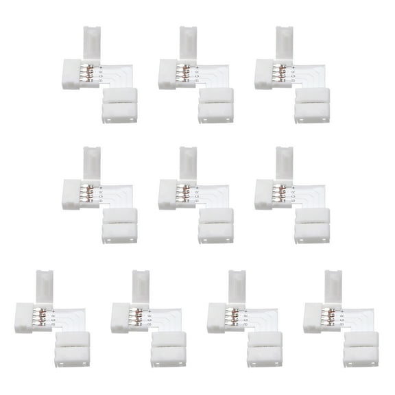 Unique Bargains 10mm 4P L-shape Connector Clip for 5050 RGB 4 Conductor LED Strip Lights 10Pcs