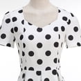 thumbnail image 5 of Uootdi Women's Dresses Sweetheart Neck Puff Sleeve Polka Dot Retro High Waist Flared Hem Cocktail Midi Dresses Gift, 5 of 9