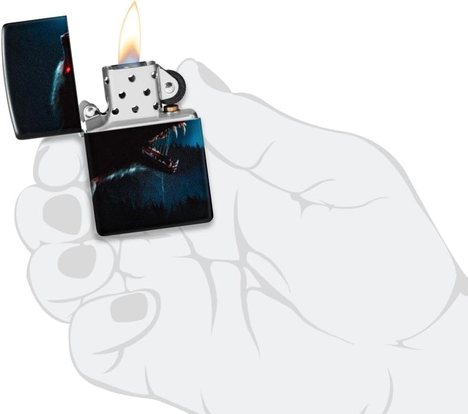 Zippo Lighter - Custom Message Engrave on Backside Horror Wolf - 540 Color 48923