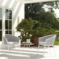 thumbnail image 3 of Pemberly Row 24" Rope Barrel Back Patio Dining Chairs Set of 2 in Optic White, 3 of 9