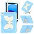 thumbnail image 2 of FJLBDE Case for iPad (A16) 11th Gen 2025/10th Gen 2022 10.9 Inch with Butterfly Stand, Shockproof Protective Tablet Cover with Pencil Holder Shoulder Strap for Kids Girls, Beige Blue, 2 of 7