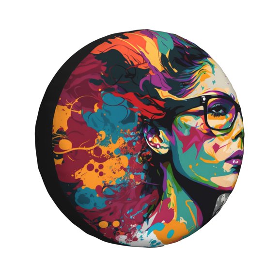 XMXY Watercolor Woman Colorful Face Spare Tire Cover，Universal Waterproof Cover for Jeep RV Tire Wheel Protection 16 inch
