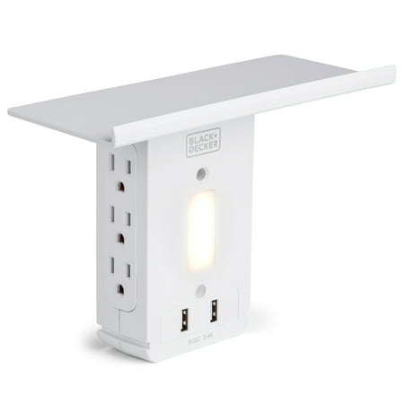 

Black + Decker Surge Protector Wall Tap Shelf with Night Light