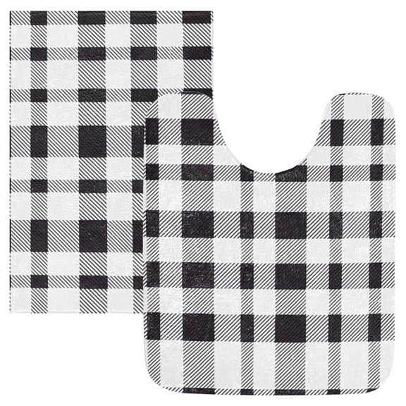 Ryvnso Buffalo Checkered Grid Bathroom Shaggy Rugs Toilet Mat Soft Contour Rug