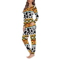 thumbnail image 2 of SCRAWLGOD Aztec Ethnic Women's Cow Print Pajamas for Women Sleepwear Long Sleeve Size 2XL Crewneck Ladies 2 Piece Outfits Lightweight Graphic Pjs Fall, 2 of 6
