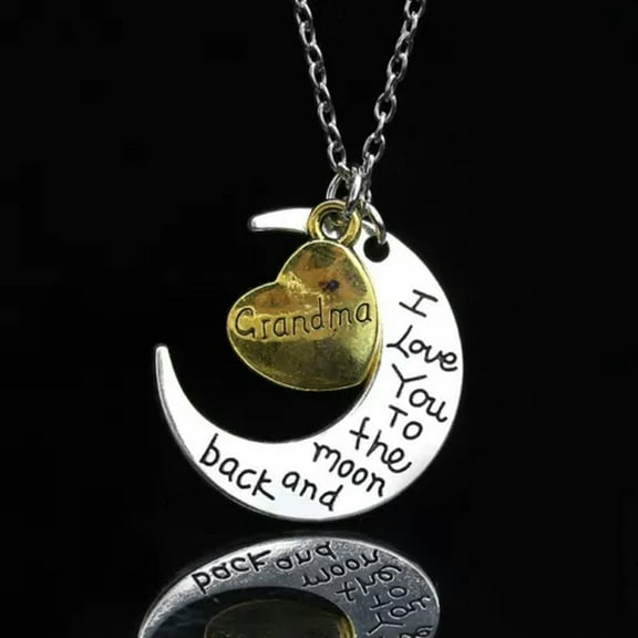 HOOUN I Love You To the moon and back Engraved Pendant Necklace Mum Daughter Xmas Gift-Grandma