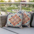 thumbnail image 5 of Pack of 2 Outdoor Pillow Covers 18x18 Inch Waterproof Boho Orange Blue Throw Pillow Covers,Decorative Couch Pillow Shams Protectors Ethnic Vintage Geometric Art Boho Patio Pillowcases Cushion Covers, 5 of 8