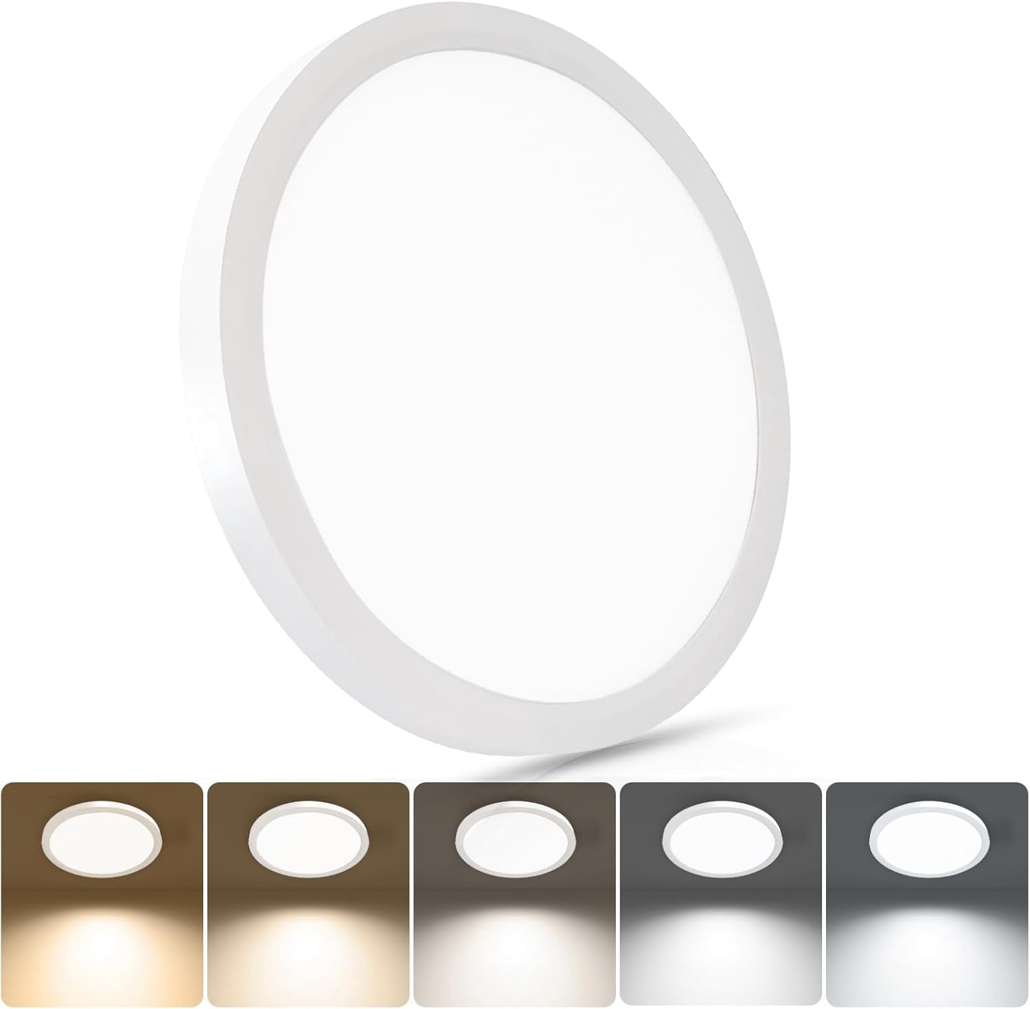 RGHJAR-9 Inch LED Flush Mount Ceiling Light Fixtures, 18W 2160LM & 5 CCT 2700K-6500K Selectable, Ultra Thin Round Flat LED Ceiling Light for Bedroom Kitchen Hallway Closet, White
