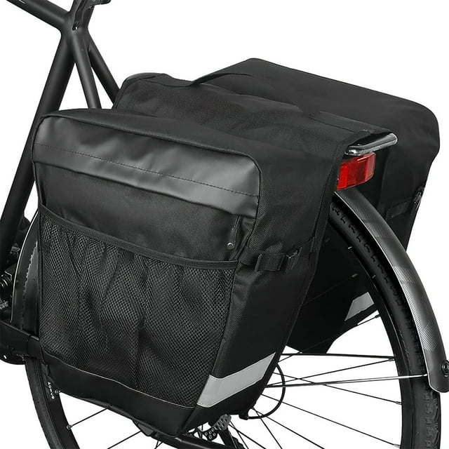 Bike Rear Rack Bag 28L Bicycle Double Pannier Bag Multifunctional Bike Saddle Bag Waterproof Bicycle Rear Seat Trunk Bags Reflective Cycling Bike Seat Carrier Bags for MTB Road Bike