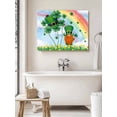 thumbnail image 5 of St. Patrick's Day Canvas Print Wall Art Green Hat Shamrocks Gnome Rainbow Blue Sky Pictures Painting Morden Artwork for Living Room Bedroom, Ready to Hang - 12"x16", 5 of 6
