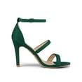 thumbnail image 3 of BLISSFUL STEP Women's Shoes Faux Suede Stiletto High Heel Open Toe Adjustable Ankle Strap Sandals  Green 5, 3 of 7