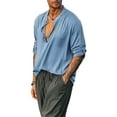 thumbnail image 1 of Faithtur Men's Casual Henley Shirt, Solid Color Short Sleeve Button-Down Loose Tops Summer Daily T-Shirts, 1 of 5