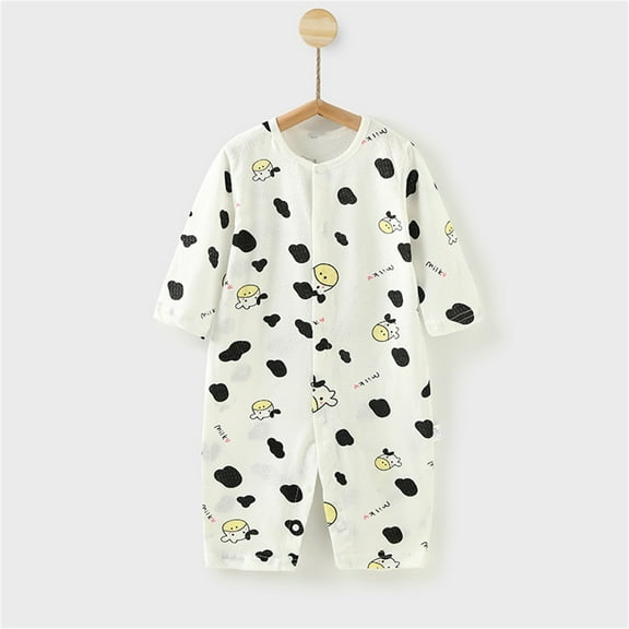 lulshou Summer Outfits Baby Romper Summer Thin Baby Print Jumpsuit Conditioned Clothes Baby Pajamas Newborn Clothes Long Sleeved Long Crawling Clothes Bodysuit on Clearance