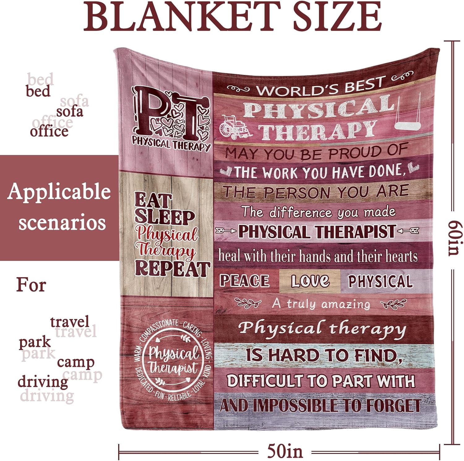 Physical Therapist Gifts for Women, Best Gifts for Physical Therapists, PT Month Gifts, Physical Therapy Month Gifts, Gifts for Physical Therapists Female Throw Blankets 50x60