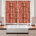 thumbnail image 2 of Ambesonne Peach Kitchen Curtains, Floral Vibrant Drawing, 55"x45", Peach Orange Black, 2 of 3