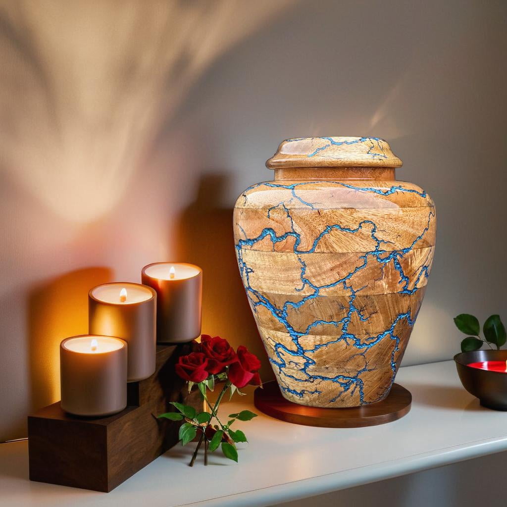 Wooden Cremation Urn for Human Ashes Handcrafted Urn for Adult Men & Women Memorial Urn for Ashes Decorative Burial & Funeral Urn