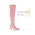 thumbnail image 3 of BLISSFUL STEP Faux Velvet Pointed Toe Stiletto Heels Over the Knee High Boots for Women Pink 8, 3 of 6