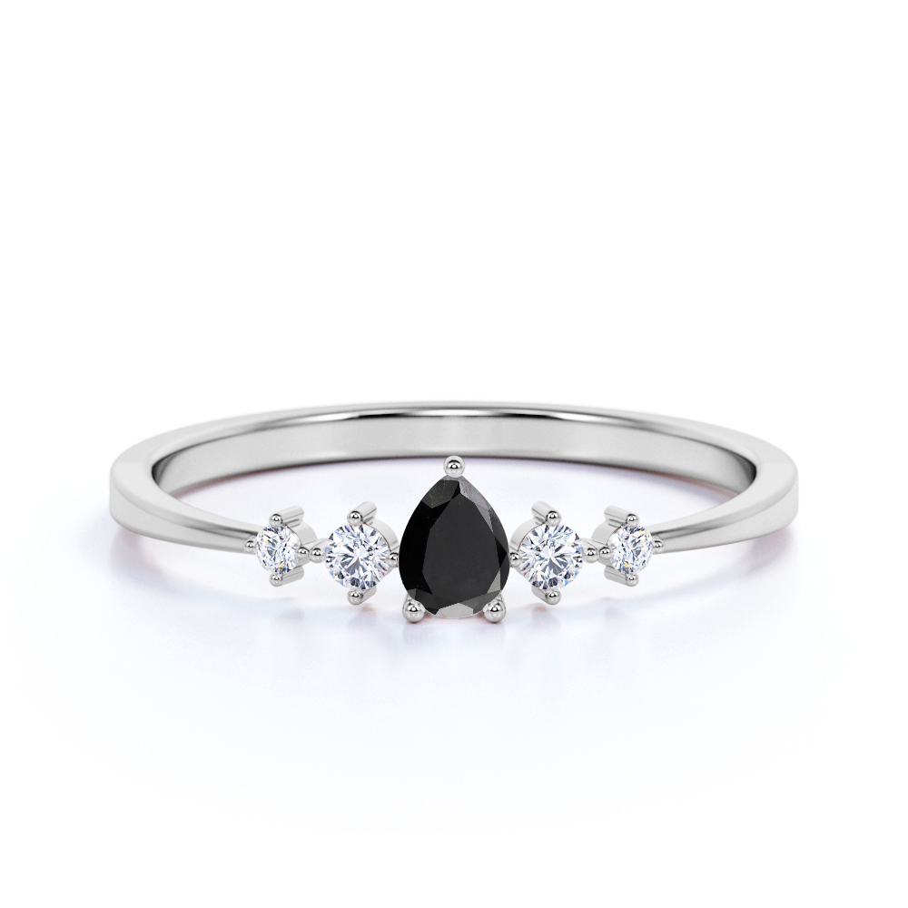 dainty black diamond ring