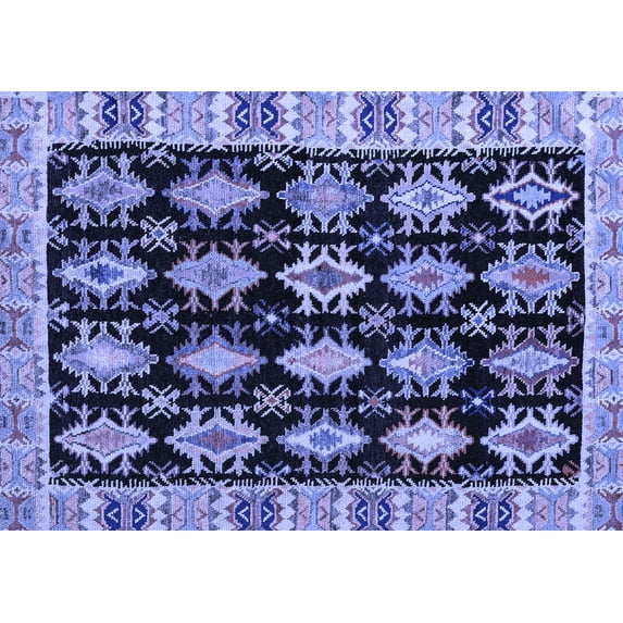 Ahgly Company Indoor Rectangle Abstract Blue Modern Area Rugs, 7' x 9'