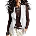 thumbnail image 2 of Guieoi Fringe Vest for Women Faux Suede Sleeveless Tassel Top Outerwear Casual Layering Dressy Tank White XL, 2 of 7