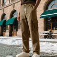 thumbnail image 5 of Men's Corduroy Cargo Pants Straight Leg Relaxed Fit Multi Pocket Drawstring Casual Utility Trousers, 5 of 7