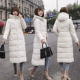 thumbnail image 2 of Chaqueta acolchada de algodón de plumón largo y grueso para mujer, de invierno, muy larga, hasta la rodilla, impermeable, resistente al viento, de corte ajustado, 2 of 6