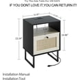 thumbnail image 2 of Boho Night Stand, Small Rattan Side Table, Wood Functional Nightstand with Drawer and Charger, 2 of 7