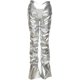 thumbnail image 1 of Pantalones casuales rectos de cintura baja sexys de cuero sintético plisado de moda para mujer de estilo europeo y americano de otoño, 1 of 6