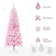 thumbnail image 3 of Pink 60" Snow-Flocked Pencil Christmas Tree | Auto Open, Slim Design for Living Room & Holiday Decor | Artificial Xmas Tree with Steel Base, 3 of 7