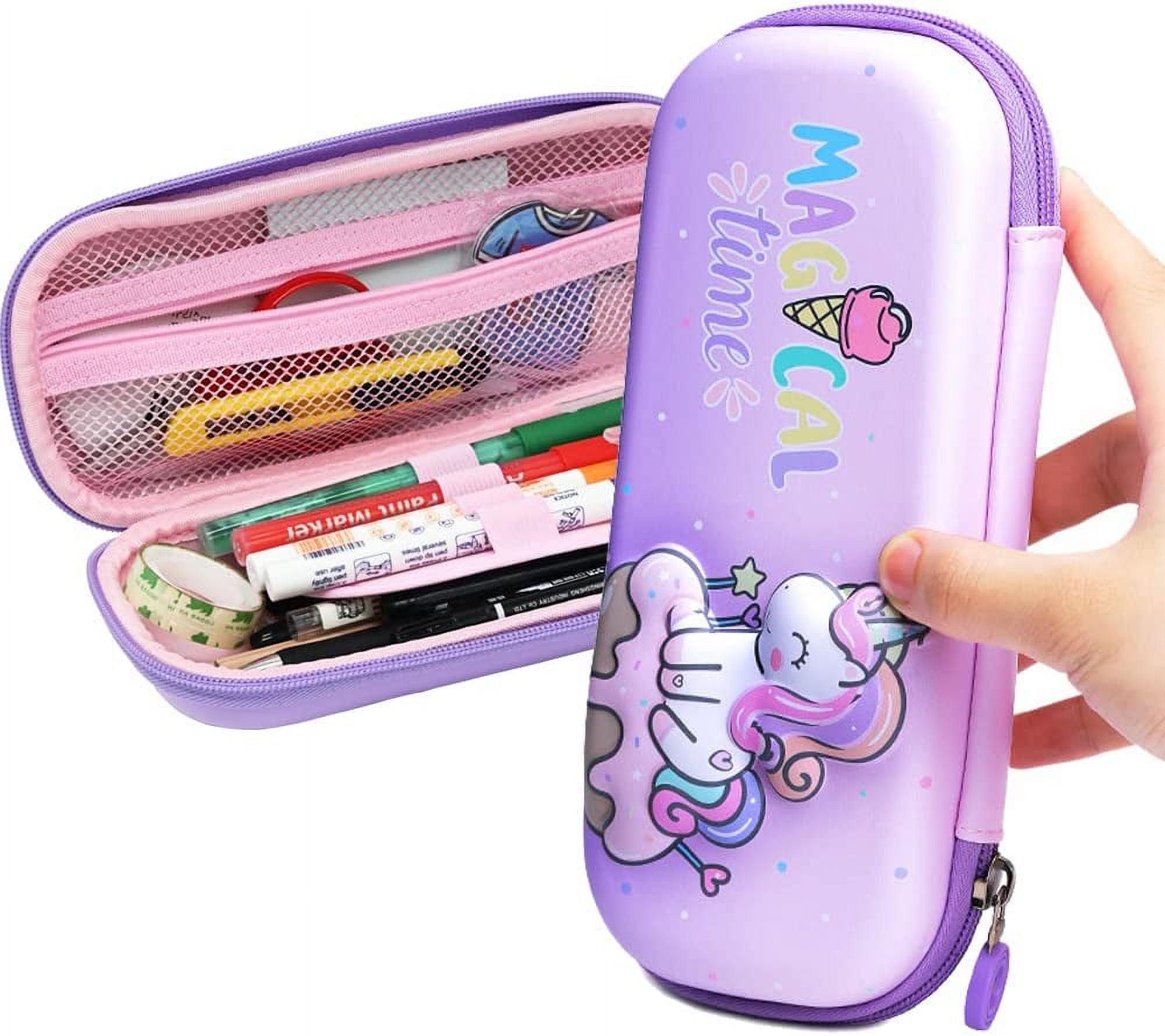 Unicorn Pencil Case for Girls, 3D Cute Cartoon Unicorn Pencil Pouch,  Portable Storage Pouch Large Capacity with Compartment & Zipper Pencil Bag  for Kids Boys Girls 