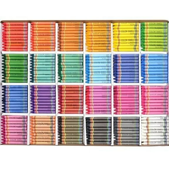 Color Swell Bulk Crayon Classroom Pack - 1680 Crayons in 24 Vibrant Colors of Teacher Quality Durable Bulk Crayons for Classroom and Home