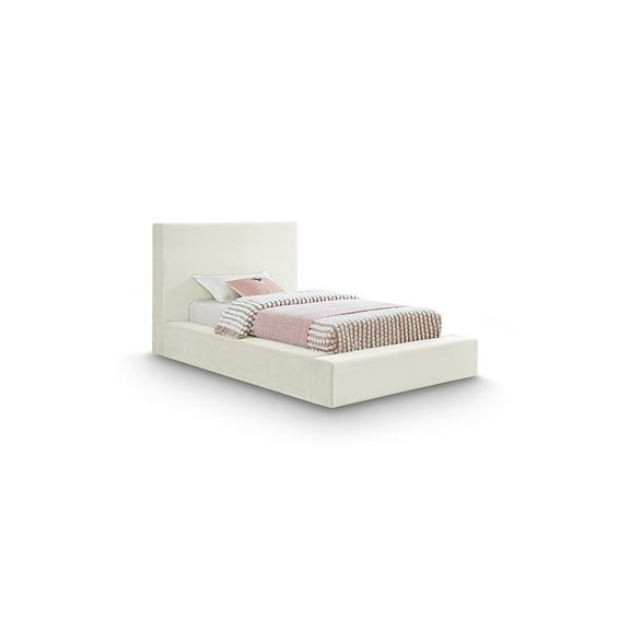 Meridian Furniture Dorian Cream Velvet Twin Bed